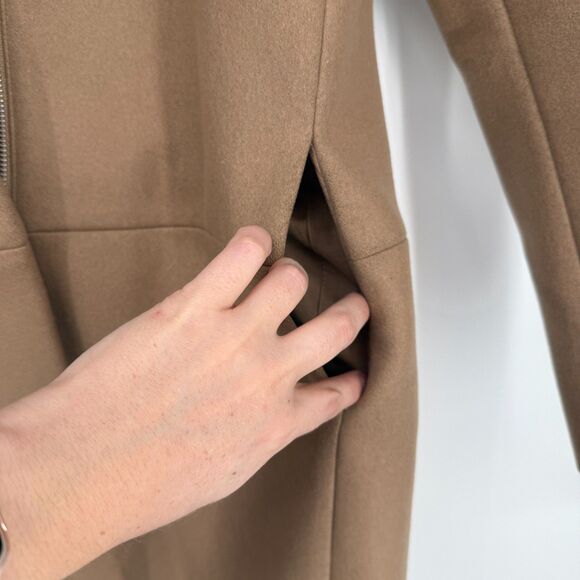 COS Wool Cashmere Jacket Coat Zip Long Trench Old Money Camel Brown City Size 2 - Picture 4 of 16